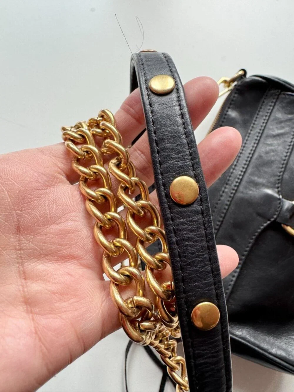 REBECCA MINKOFF Mini MAC Black Leather Gold Chain Crossbody Purse Bag - Picture 8 of 12